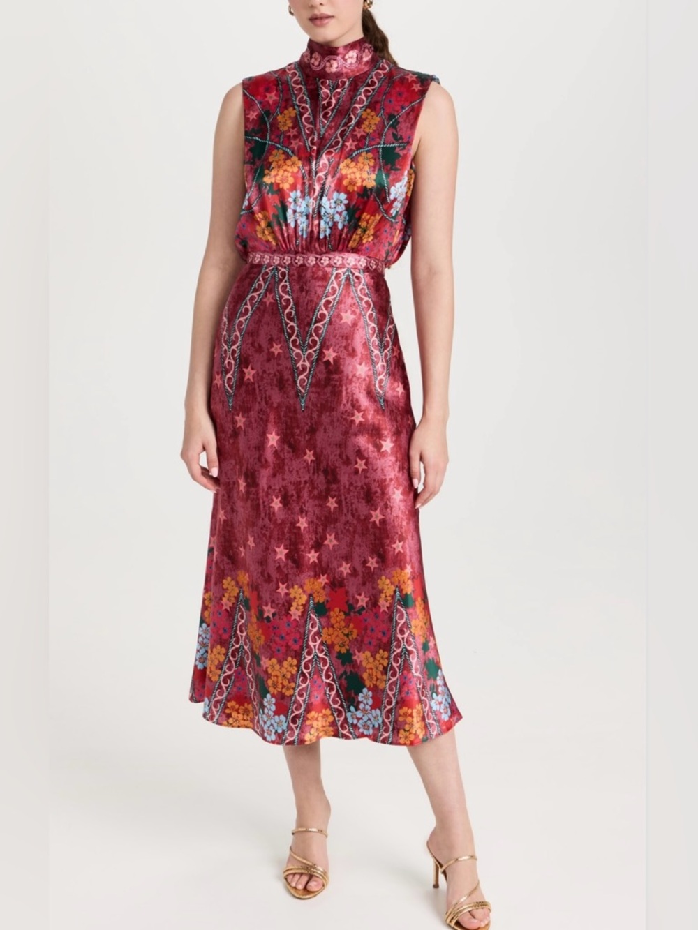 NWT Saloni Fleur Printed Silk-Crepe Midi Dress in the "Hibiscus Flourish". - Picture 8 of 14
